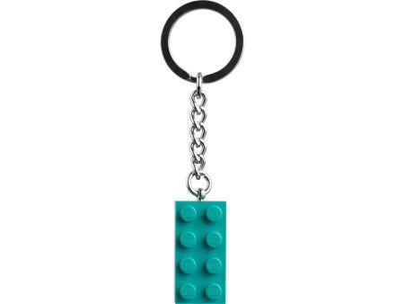 854303 | LEGO® Iconic Bright Bluish Green 2x4 Stud Key Chain For Sale