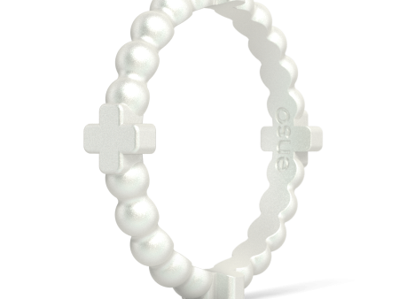 Beaded Cross Stackable Silicone Ring - Metallic Pearl Online Sale