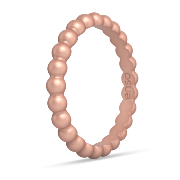 Beaded Stackable Silicone Ring - Metallic Rose Gold Discount