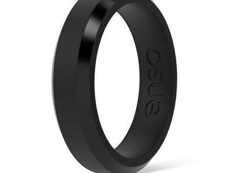 Bevel Thin Silicone Ring - Obsidian Hot on Sale