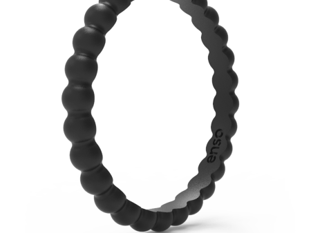 Beaded Stackable Silicone Ring - Obsidian For Discount