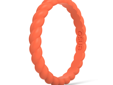 Braided Stackable Silicone Ring - Red Orange Fashion