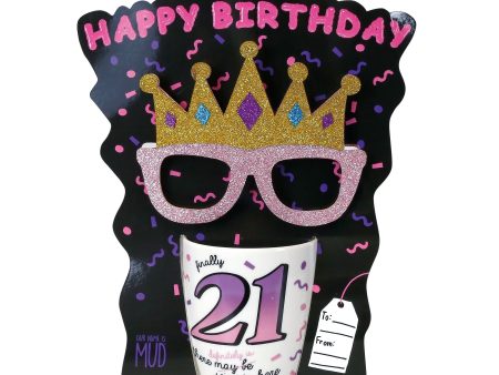 21 Birthday Mug with Glasses Online Sale