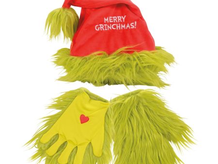 Grinch Santa Hat & Gloves st 2 Hot on Sale