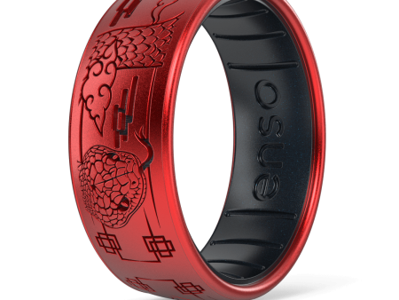 Etched Lunar New Year  Silicone Ring - Year of the Snake Ruby For Discount