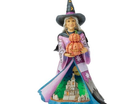 Witch Holding Pumpkins LED Fig on Sale