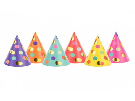 Party Hats mix Dots 6pcs, 16cm Fashion