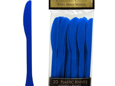 Bright Royal Blue Heavy Weight Plastic Knife 20pcs For Discount