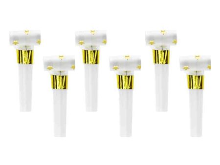 White Stars Paper Whistles 6pcs For Cheap